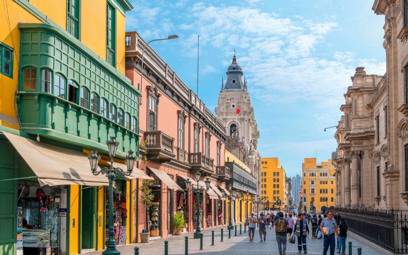 Vista de las calles del casco histórico de Lima