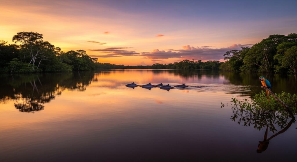 Reserva Nacional Pacaya Samiria, conocida como el espejo del cielo, en la Amazonía peruana.