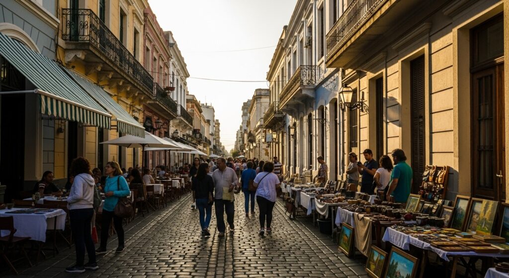 Peatonal Sarandí en Ciudad Vieja, principal calle peatonal de Montevideo